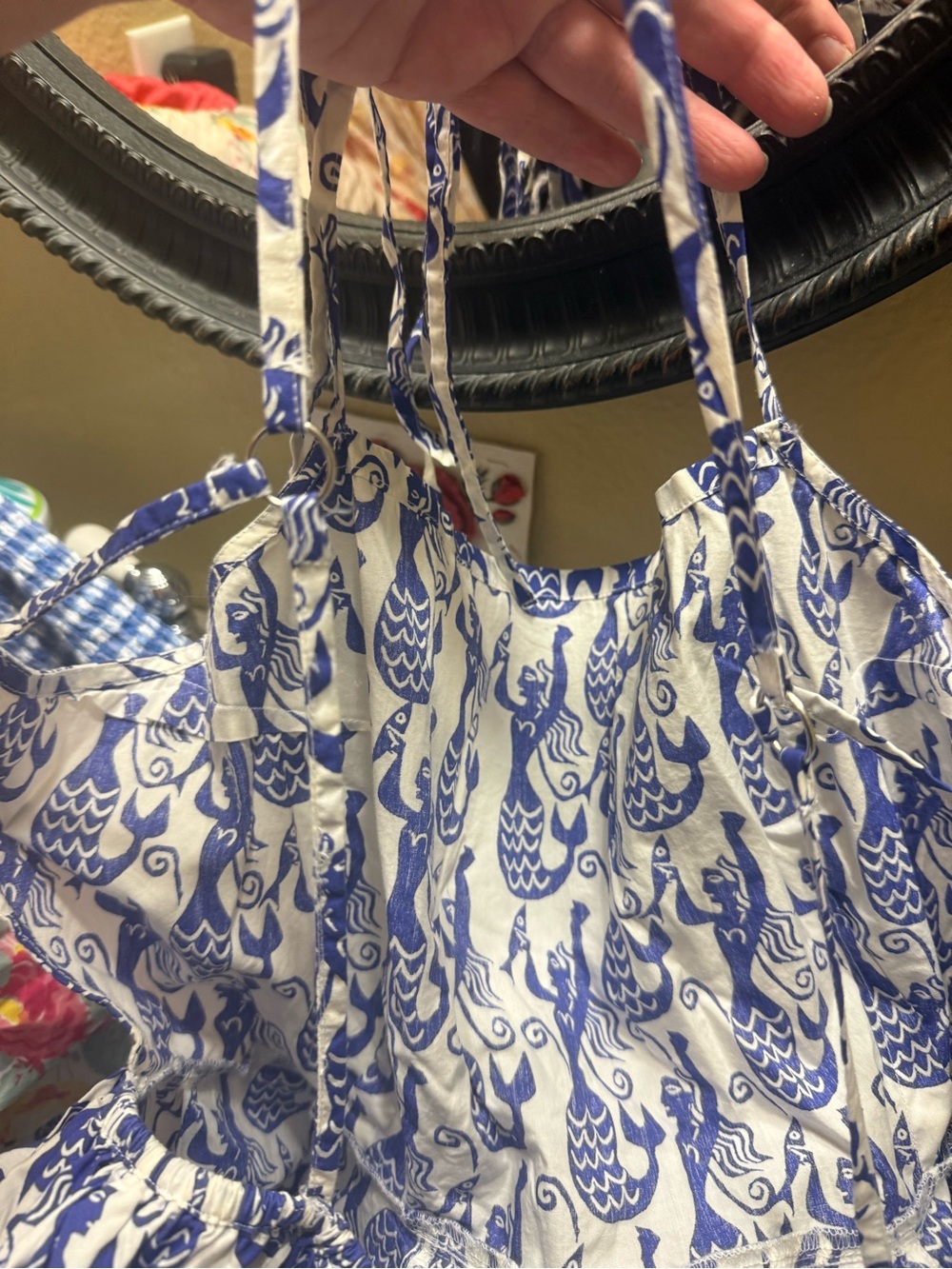 Anthropologie Celadine White Mini Dress with Blue Mermaid Print NWT XL - Picture 7 of 9